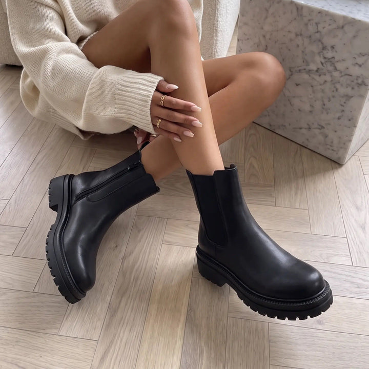 Clémence | Bottines Chelsea noires à semelle épaisse