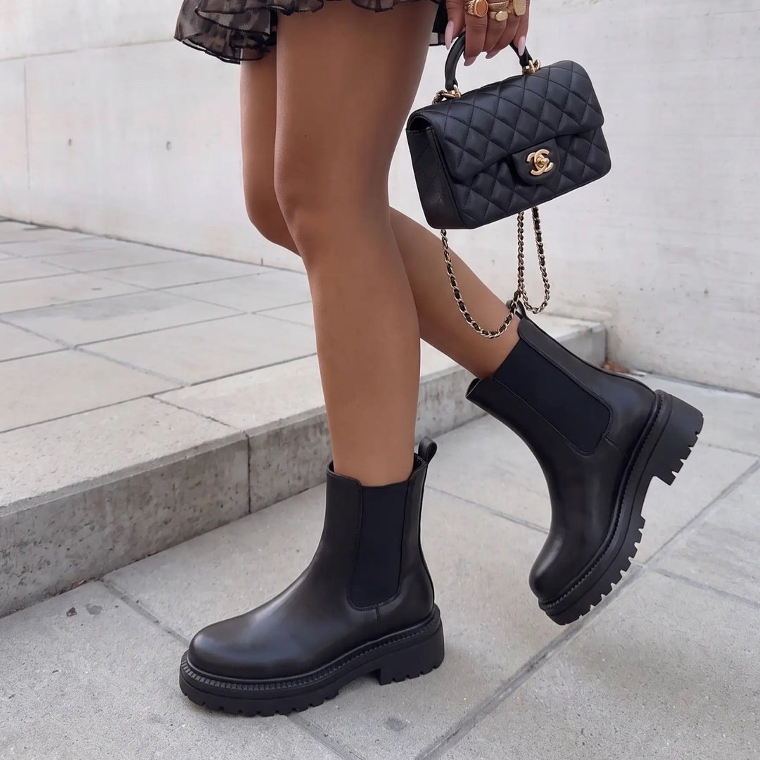 Clémence | Bottines Chelsea noires à semelle épaisse