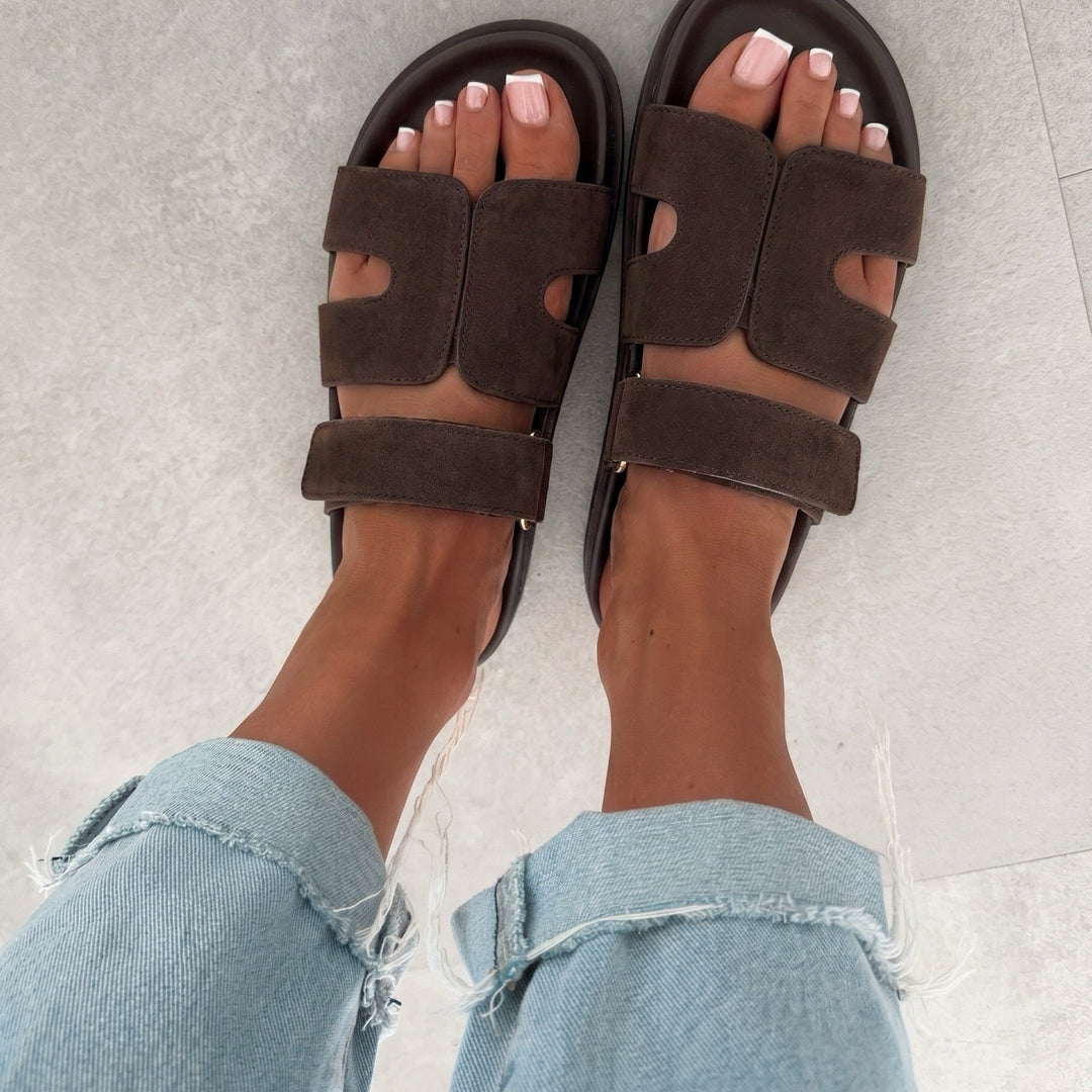 Léa | Mules marron à brides réglables