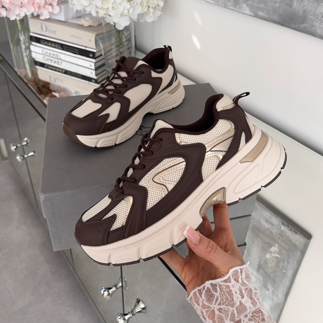 Jocelyne | Baskets massives beige et marron