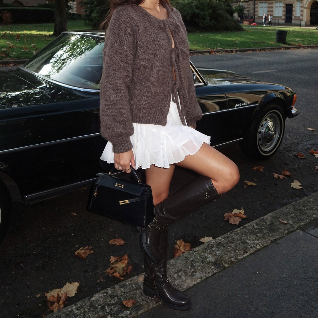 Nadine | Bottes marron cloutées à boucle