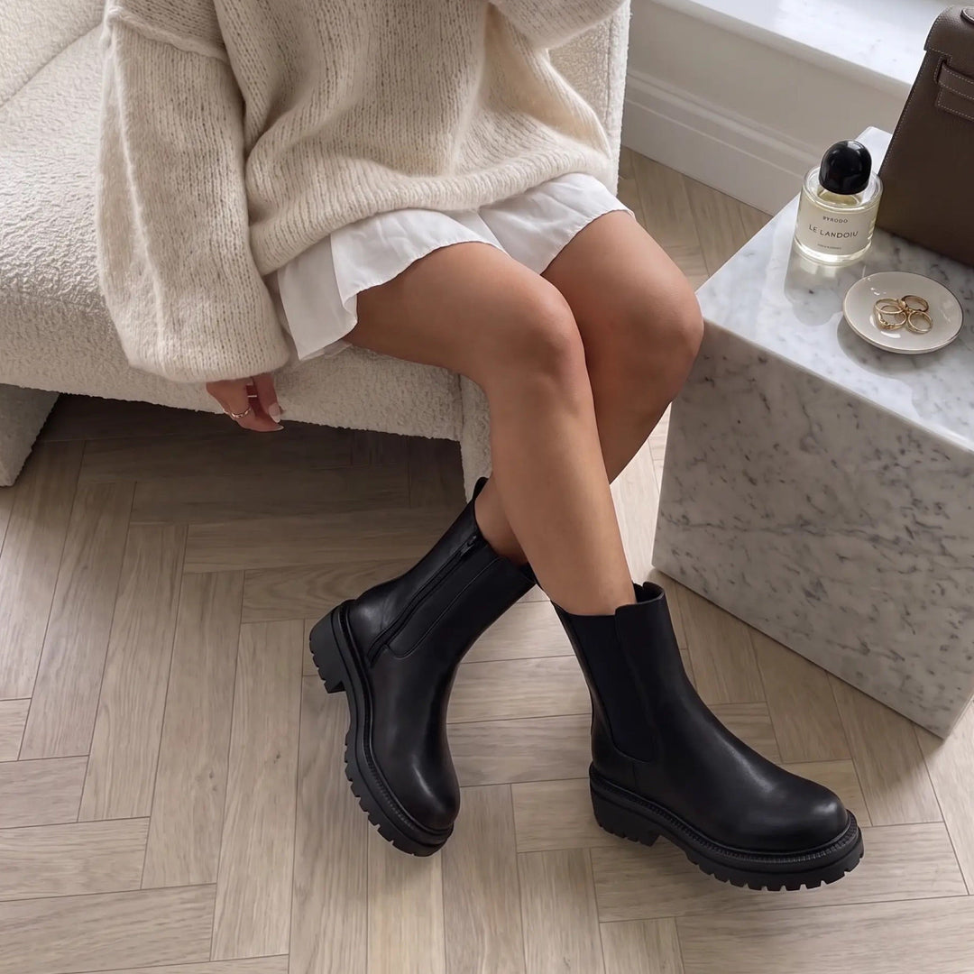 Clémence | Bottines Chelsea noires à semelle épaisse