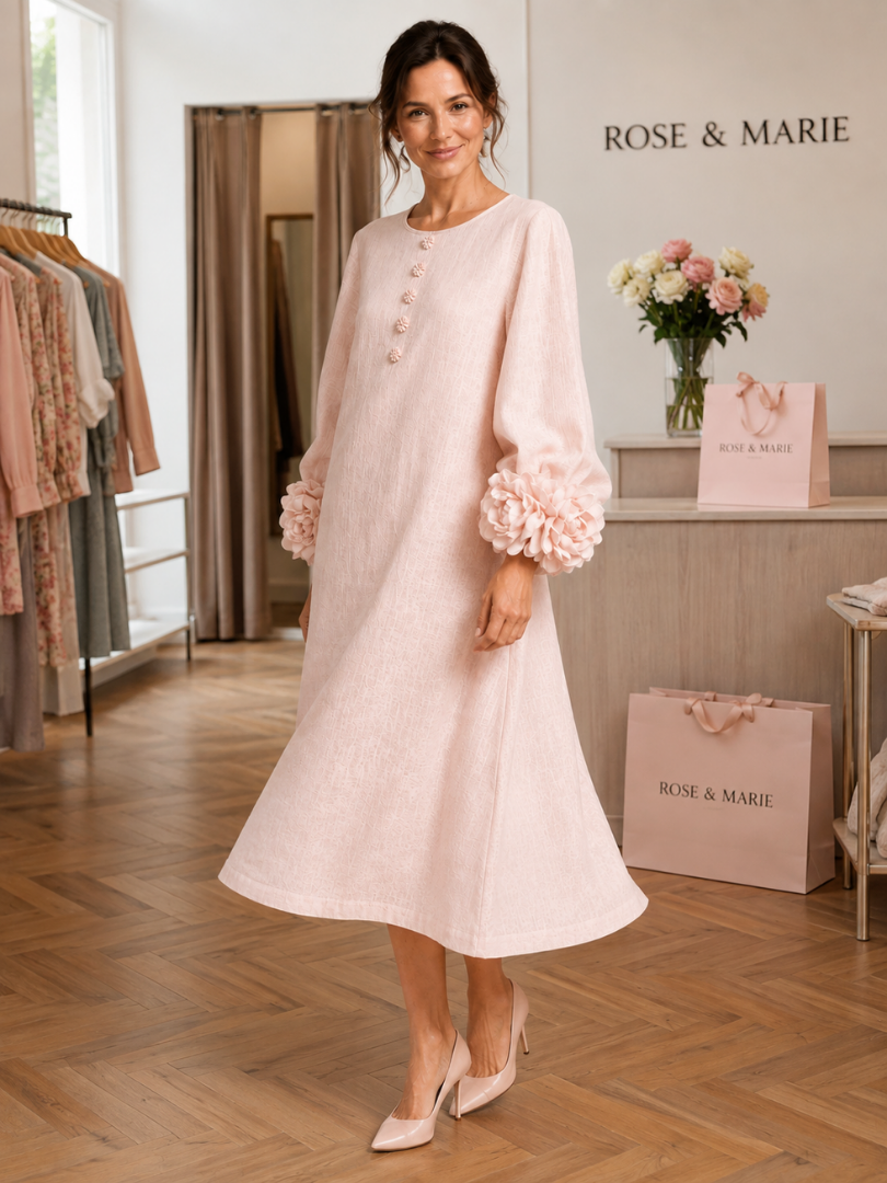 Amandine | Robe midi à manches fleuries