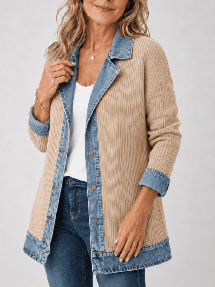 Axelle | Veste en maille à finitions en jean