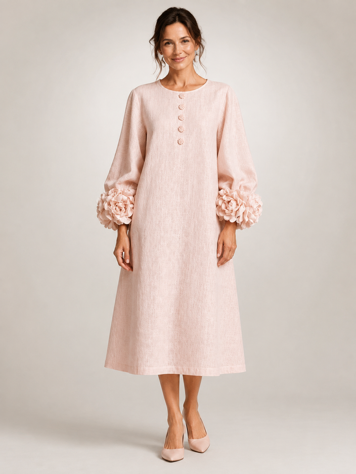Amandine | Robe midi à manches fleuries