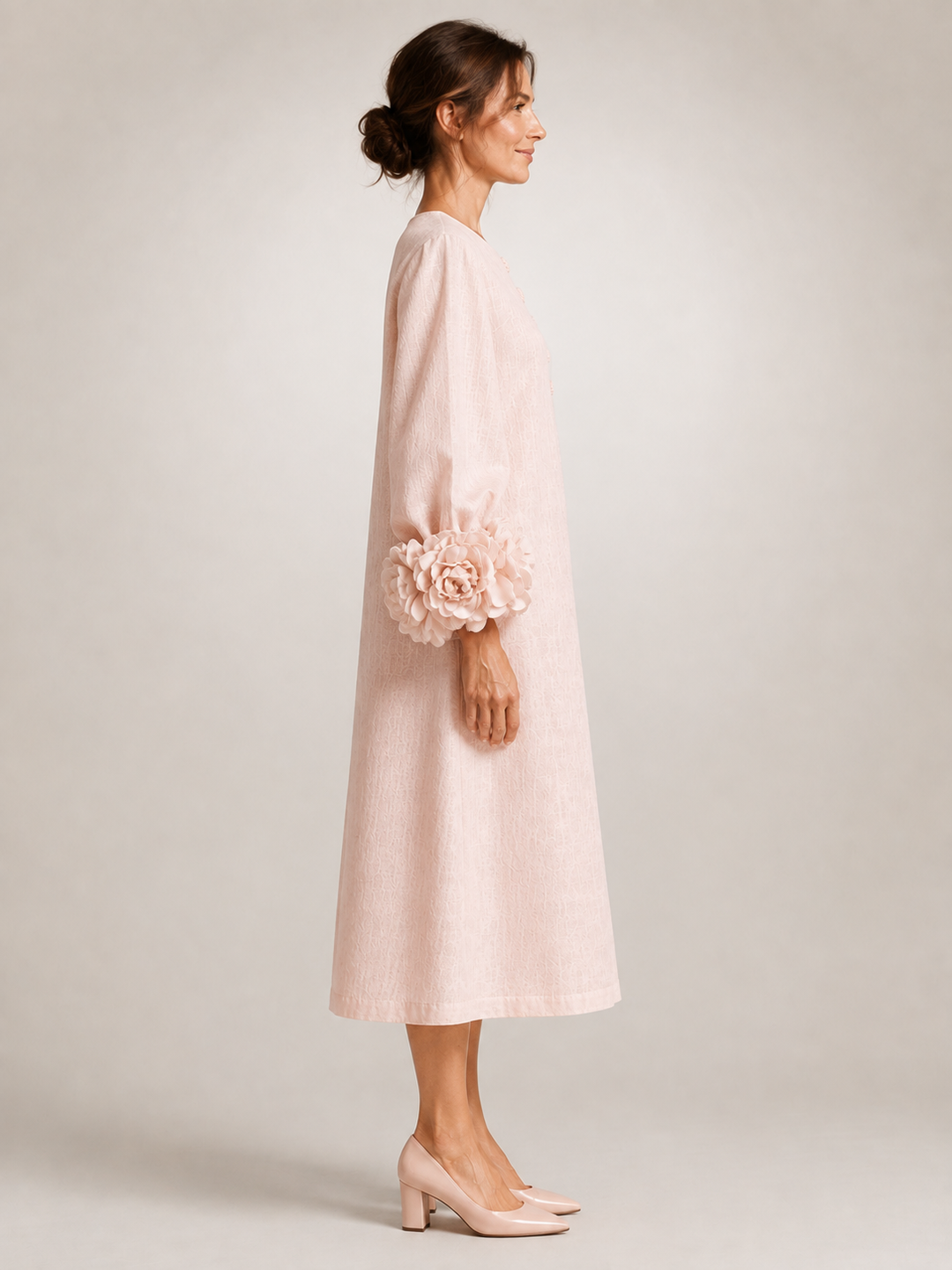 Amandine | Robe midi à manches fleuries