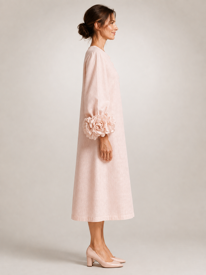Amandine | Robe midi à manches fleuries