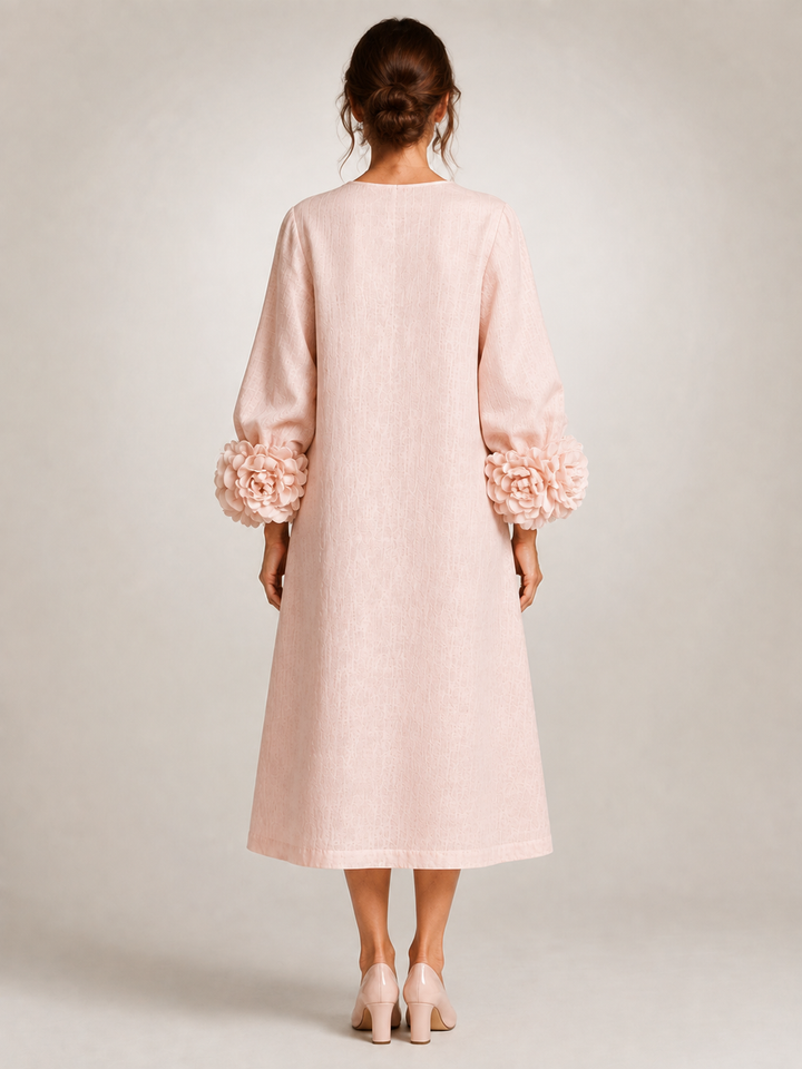 Amandine | Robe midi à manches fleuries