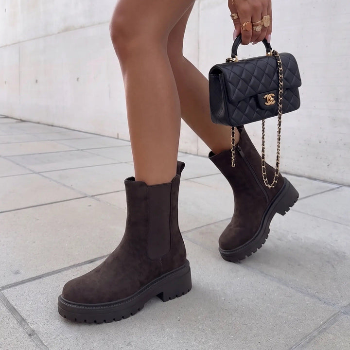 Élodie | Bottines Chelsea marron foncé en suédine
