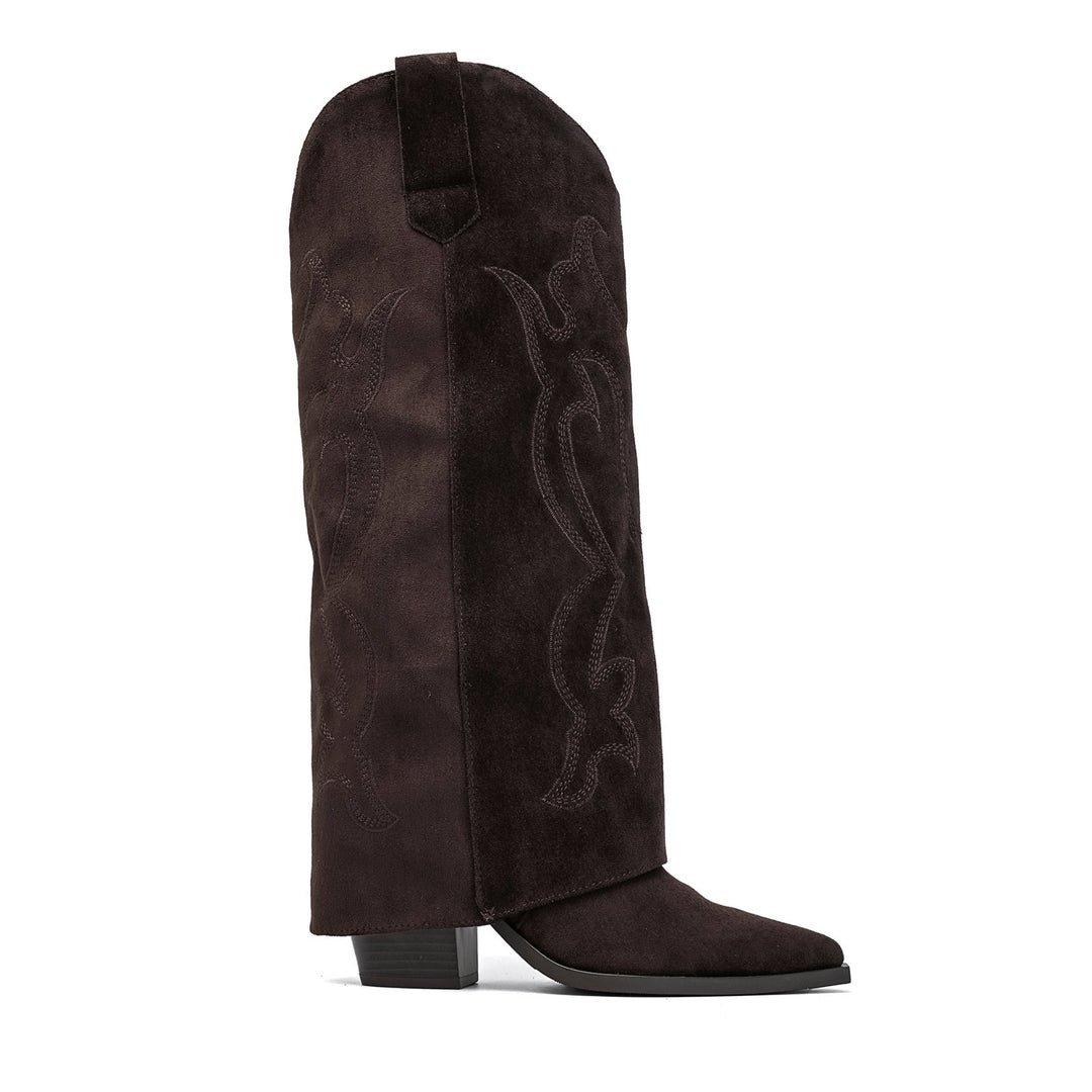 Daphné | Bottes western brodées marron foncé