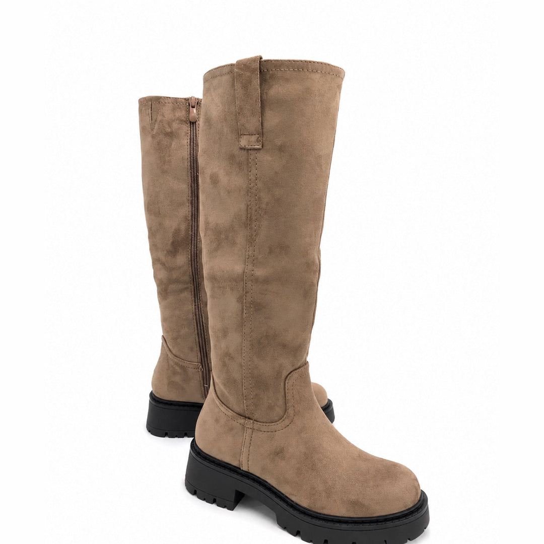 Thaïs | Bottes hautes camel à semelle épaisse