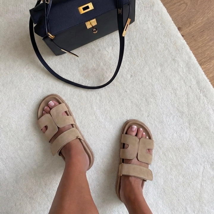 Mélanie | Mules ajourées beige foncé
