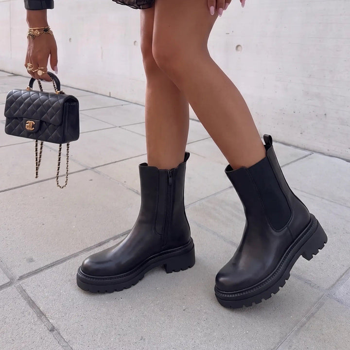 Clémence | Bottines Chelsea noires à semelle épaisse