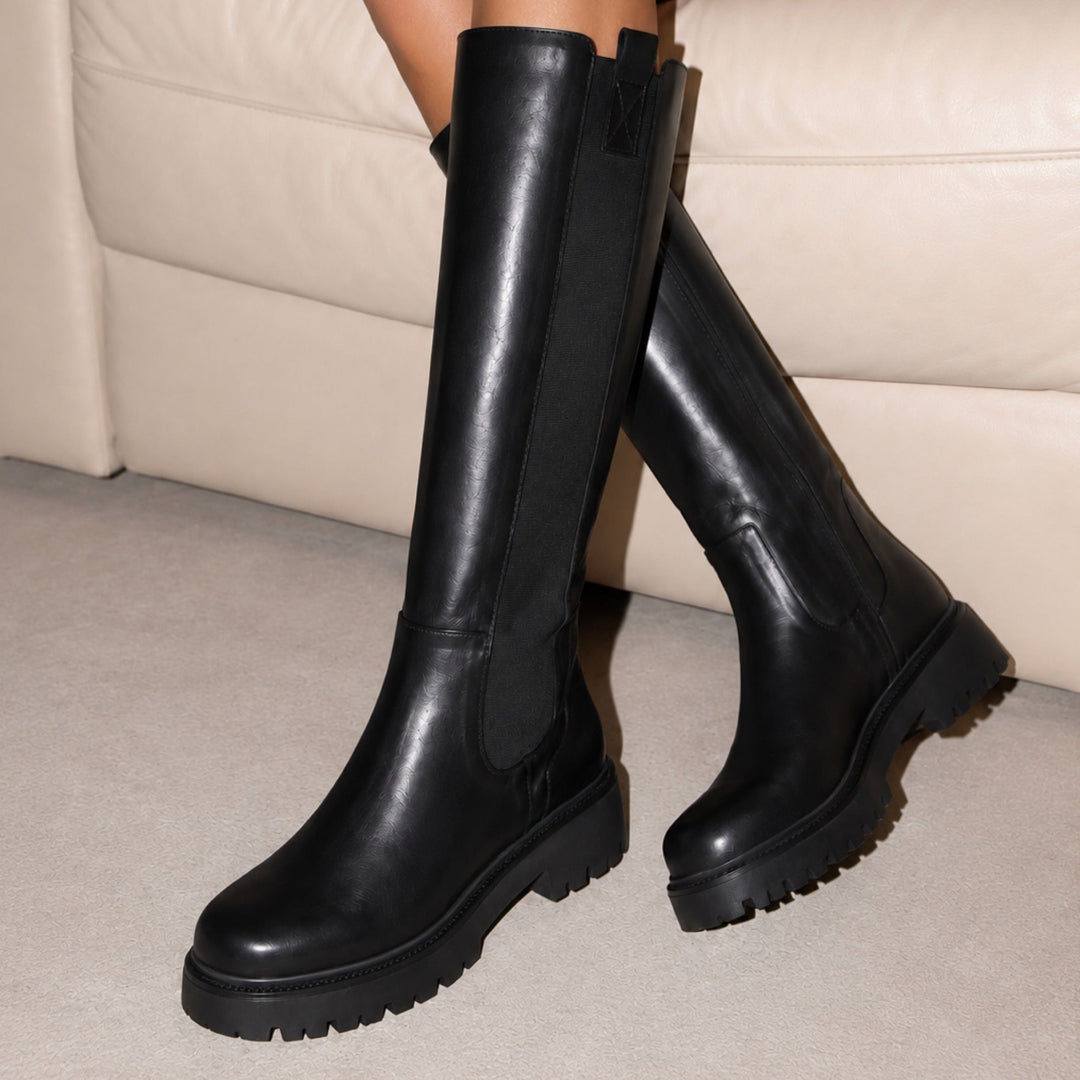 Rosine | Bottes noires élégantes à semelle crantée