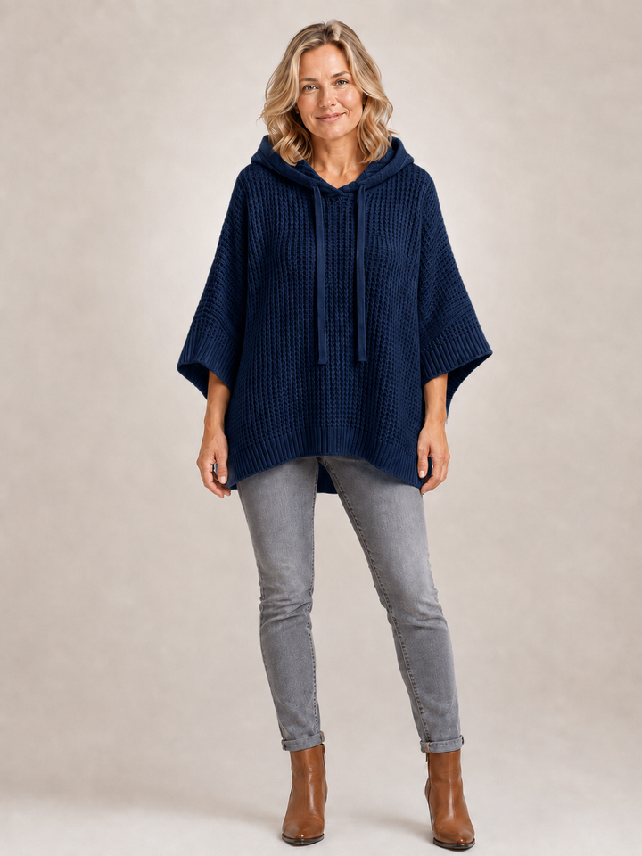 Capucine | Pull à capuche oversize en maille gaufrée