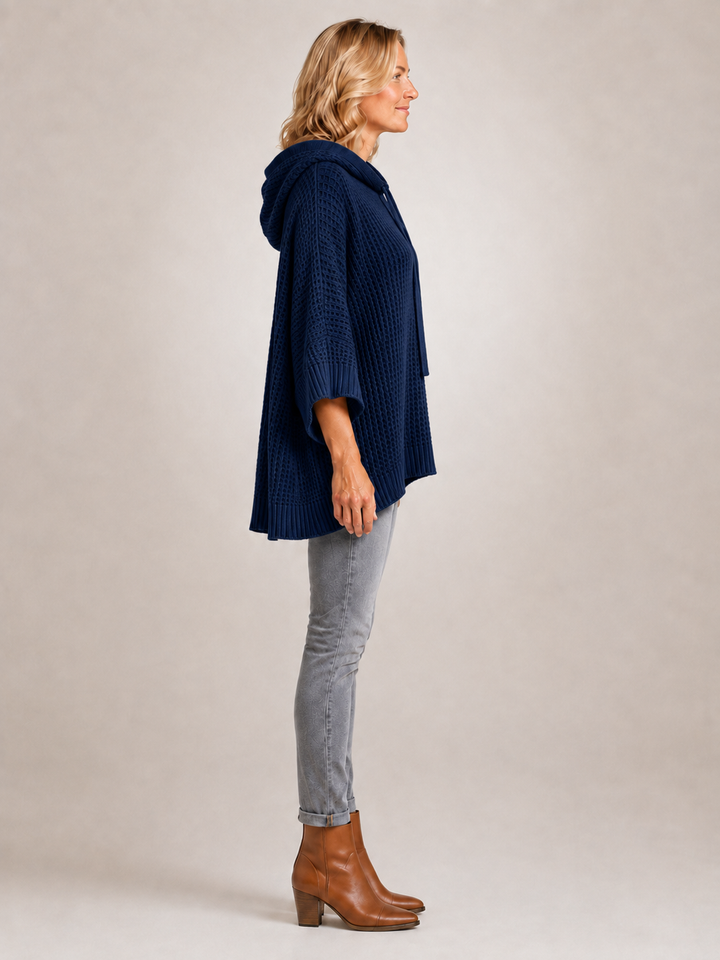 Capucine | Pull à capuche oversize en maille gaufrée