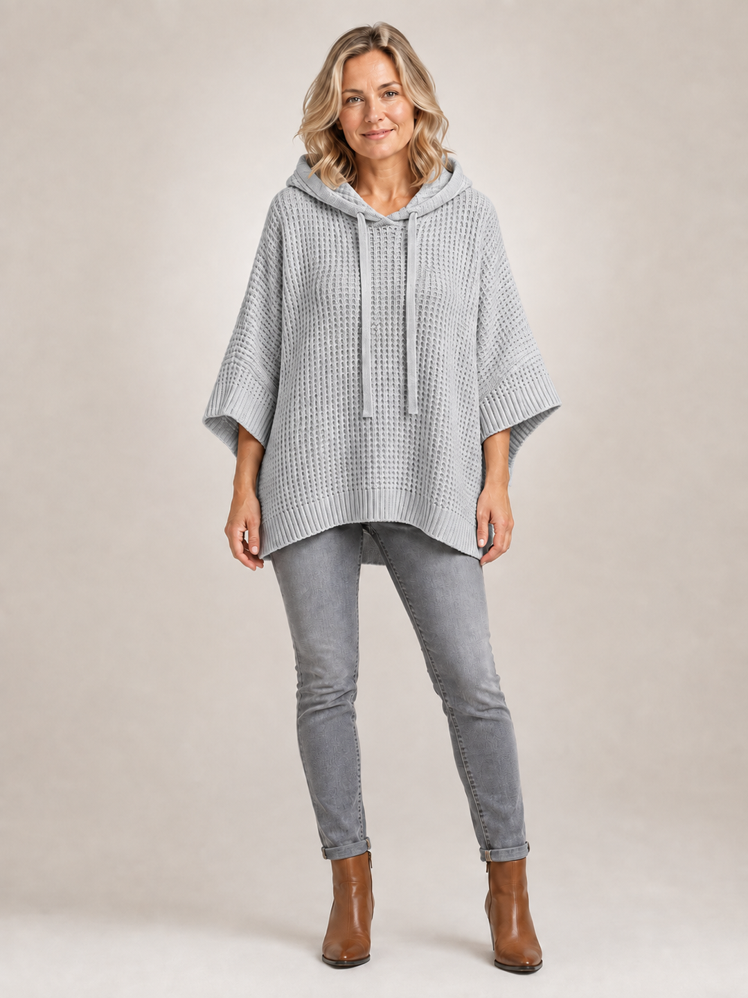 Capucine | Pull à capuche oversize en maille gaufrée