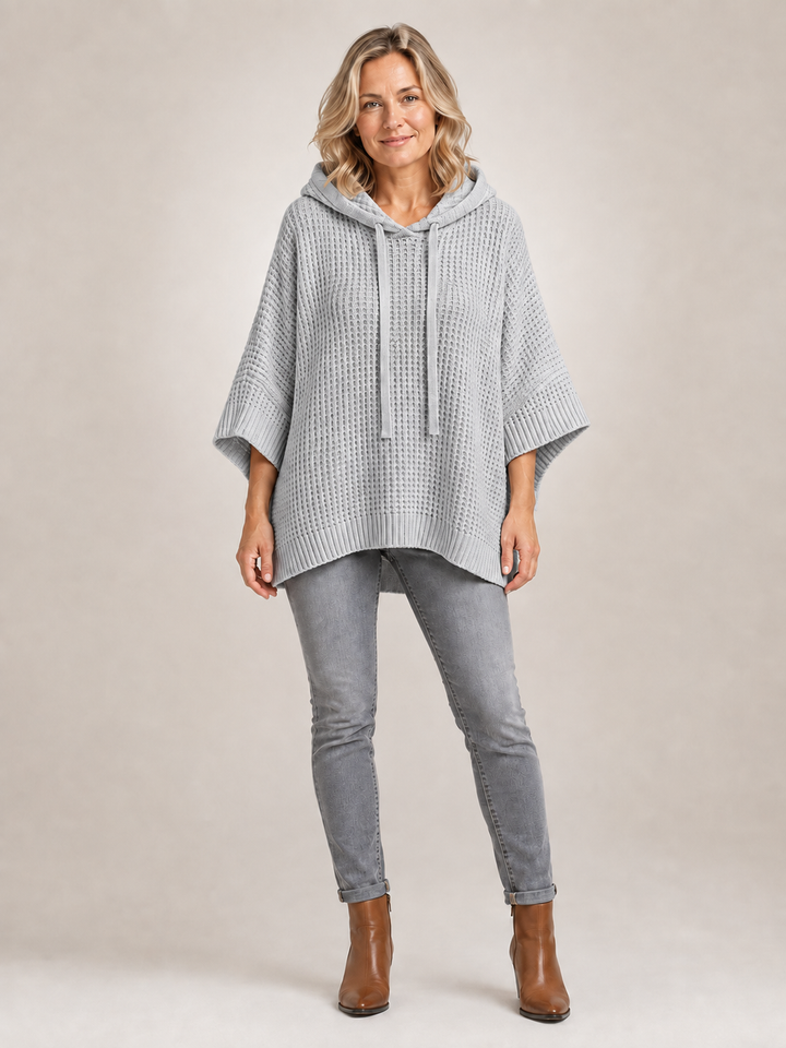 Capucine | Pull à capuche oversize en maille gaufrée