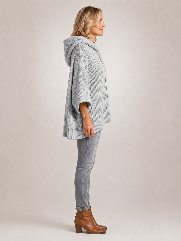 Capucine | Pull à capuche oversize en maille gaufrée
