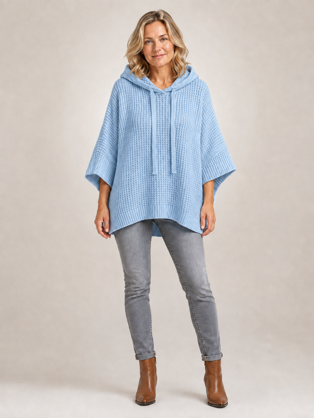 Capucine | Pull à capuche oversize en maille gaufrée
