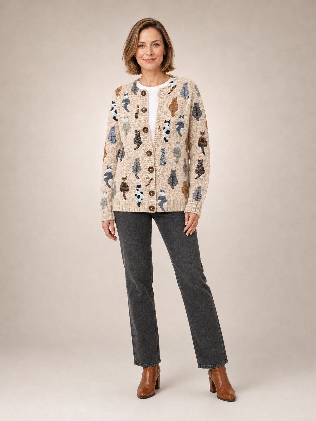 Charlotte | Cardigan douillet imprimé chats