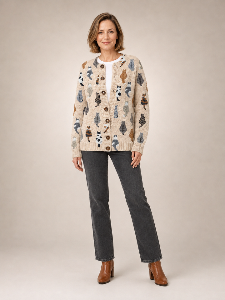 Charlotte | Cardigan douillet imprimé chats