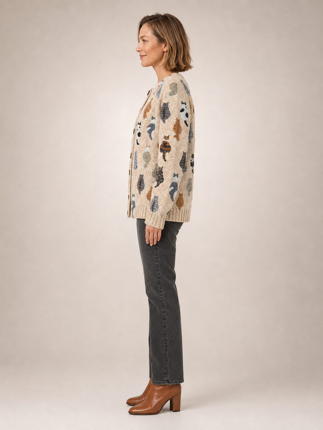 Charlotte | Cardigan douillet imprimé chats