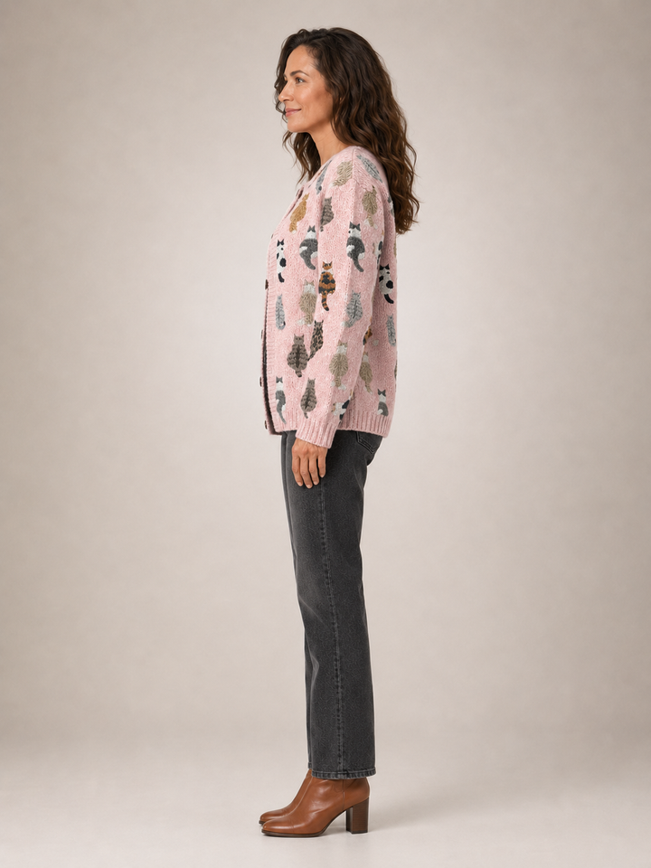Charlotte | Cardigan douillet imprimé chats