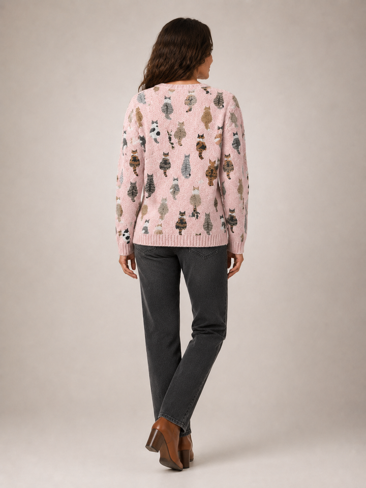 Charlotte | Cardigan douillet imprimé chats