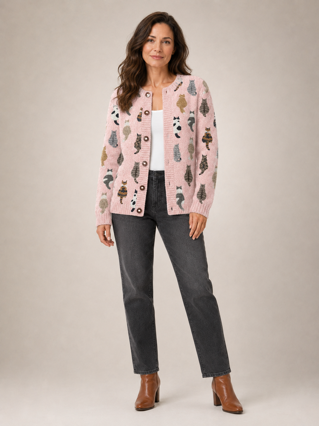 Charlotte | Cardigan douillet imprimé chats