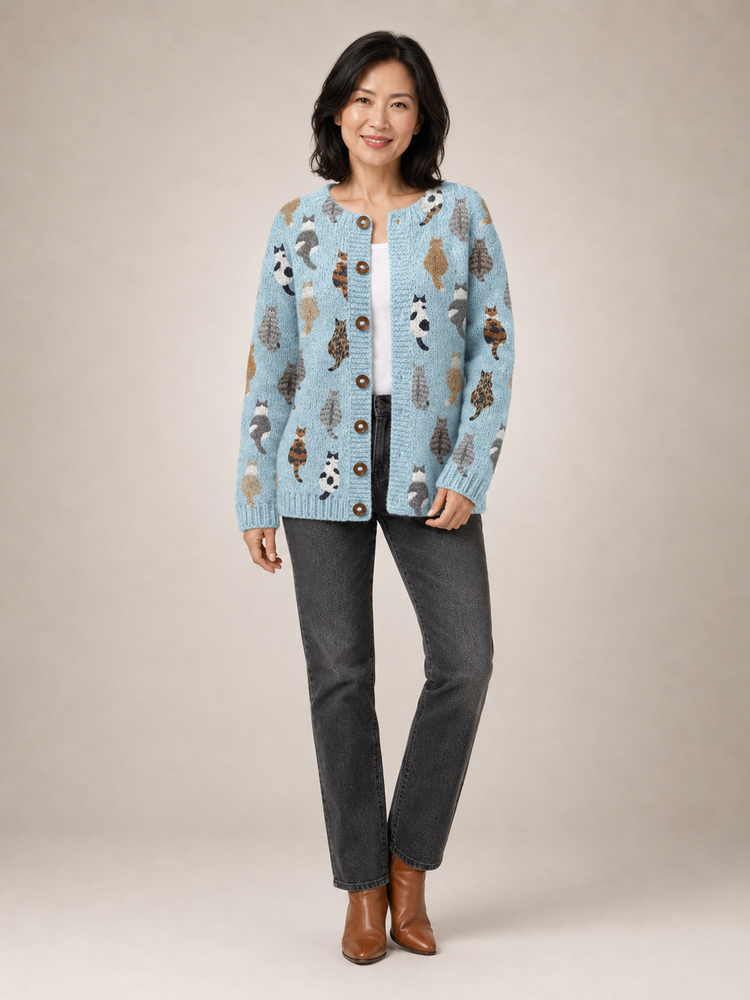 Charlotte | Cardigan douillet imprimé chats