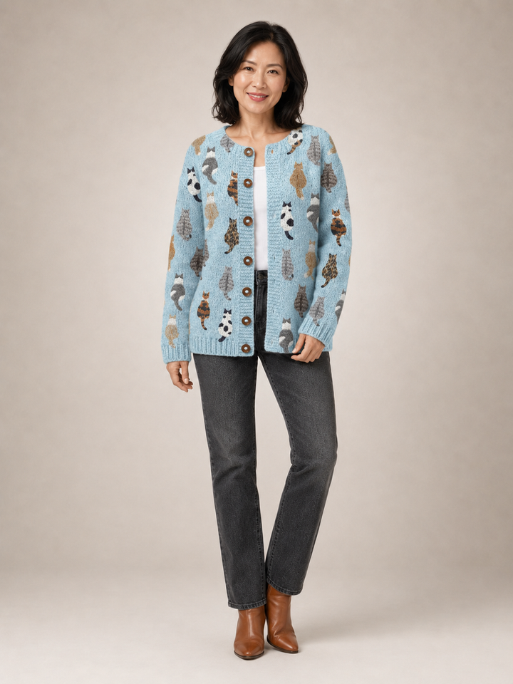 Charlotte | Cardigan douillet imprimé chats
