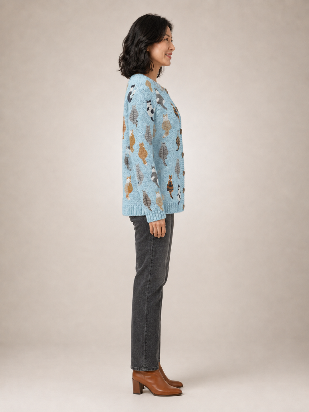 Charlotte | Cardigan douillet imprimé chats