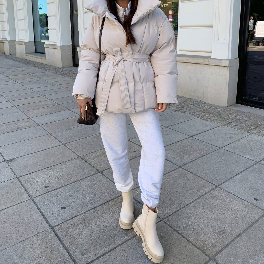 Céline | Bottines Chelsea beiges à semelle épaisse