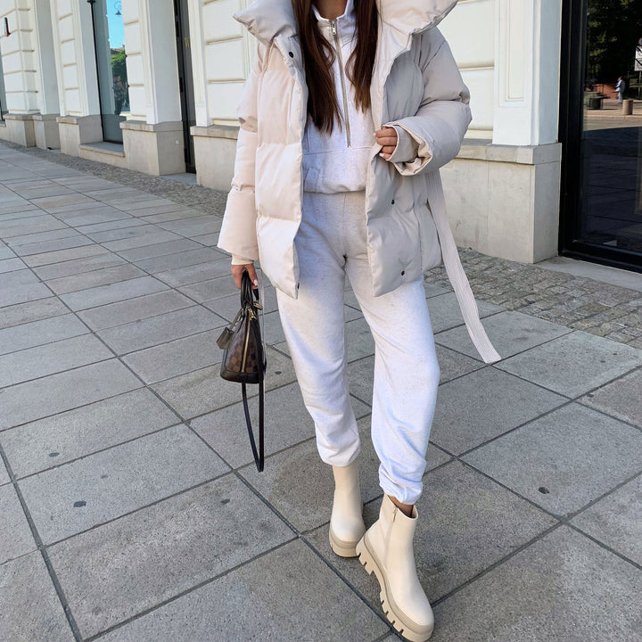 Céline | Bottines Chelsea beiges à semelle épaisse