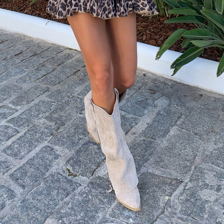 Faustine | Bottes western hautes beiges