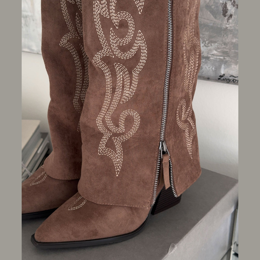 Ghislaine | Bottes western brodées marron