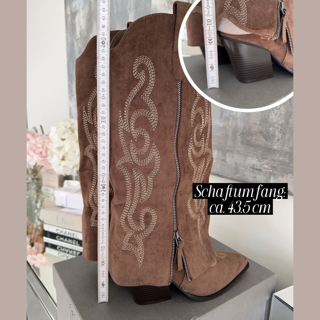 Ghislaine | Bottes western brodées marron