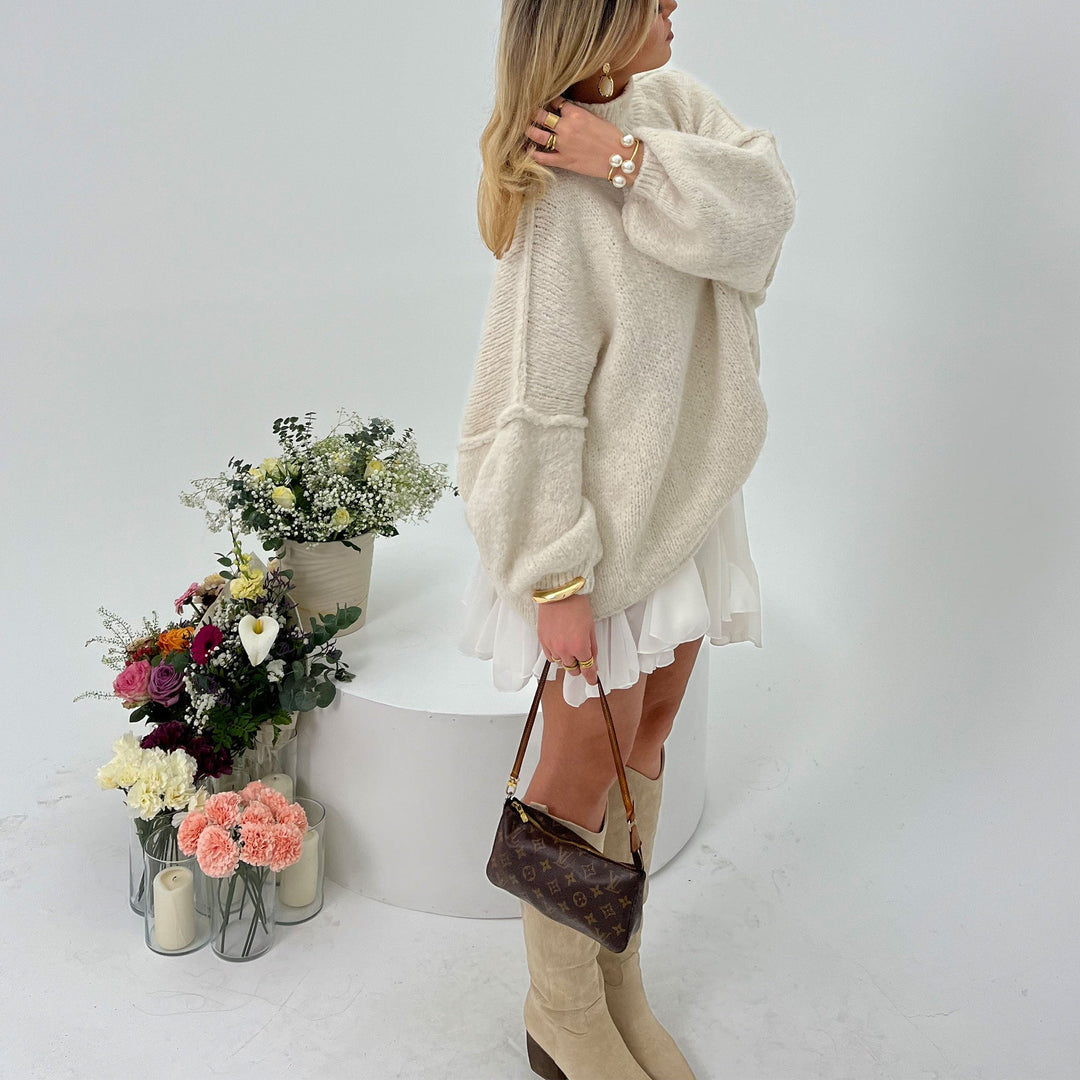 Justine | Bottes western hautes beiges en suédine