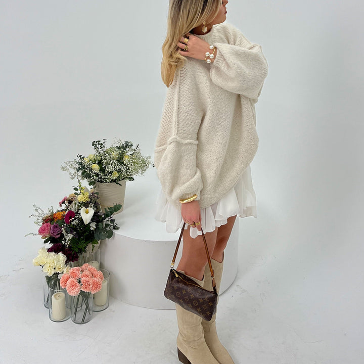 Justine | Bottes western hautes beiges en suédine
