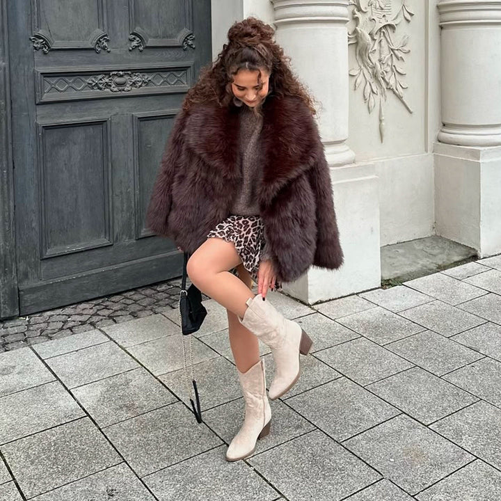 Dorothée | Bottes western mi-mollet beiges