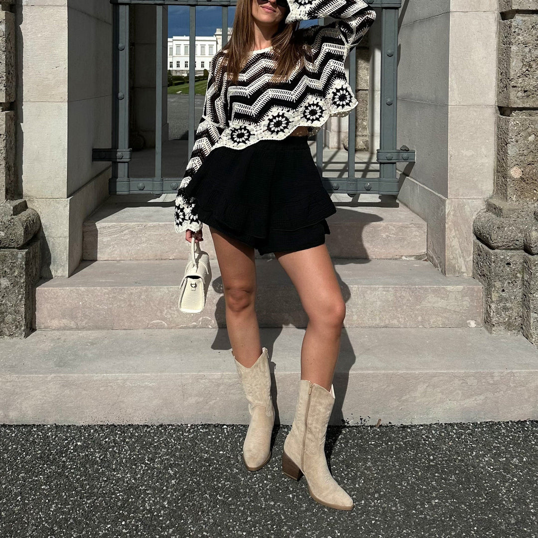 Dorothée | Bottes western mi-mollet beiges