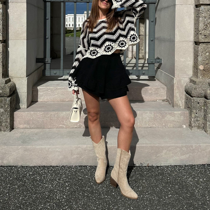 Dorothée | Bottes western mi-mollet beiges
