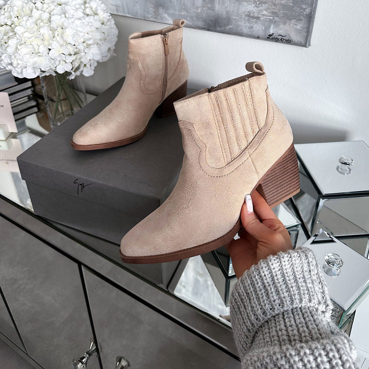 Mathilde | Bottines western beiges