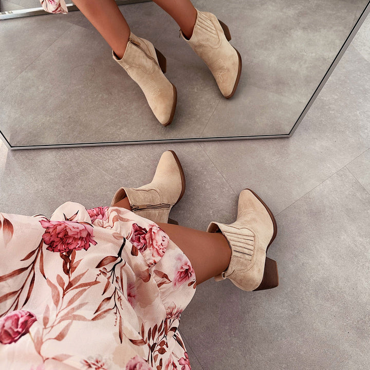 Mathilde | Bottines western beiges