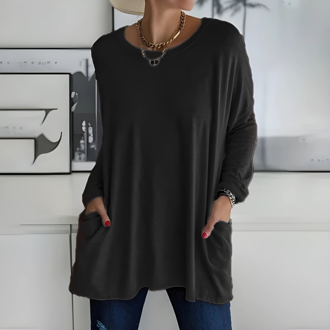 Maëlys | Tunique longue à poches — Noir