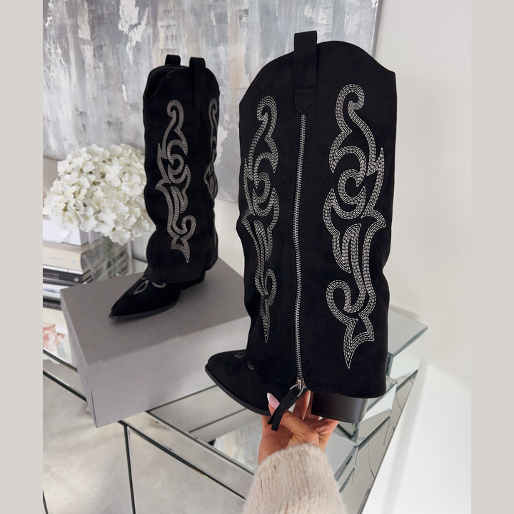 Honorine | Bottes western brodées noires