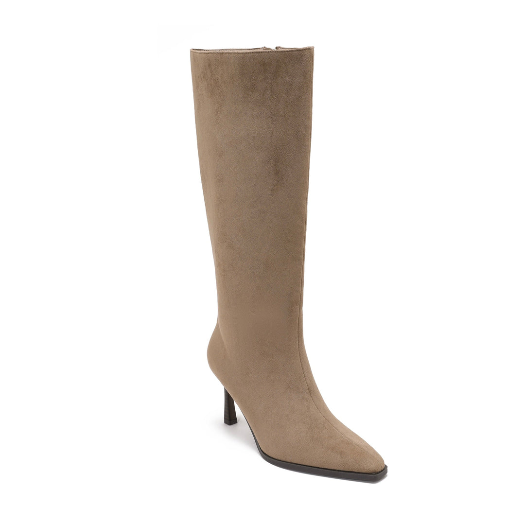 Zélie | Bottes taupe à talon kitten