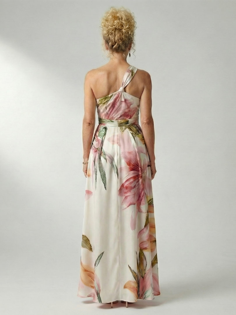 Rachel — Robe longue asymétrique à grandes fleurs