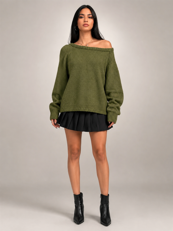 Delphine | Pull oversize à encolure bateau tombante
